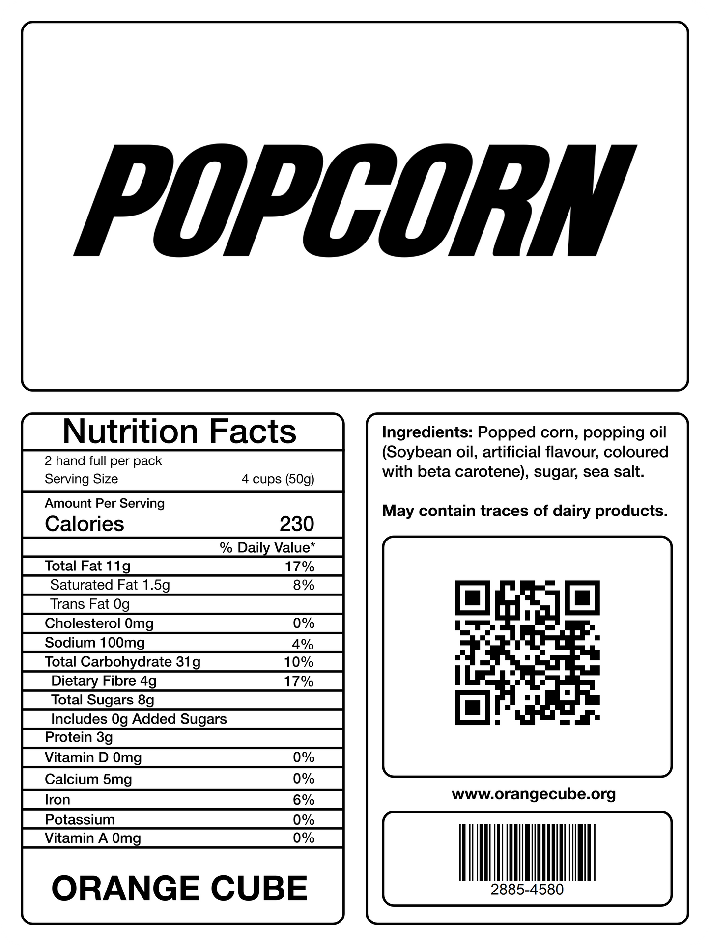 Orange Cube Sweet Popcorn